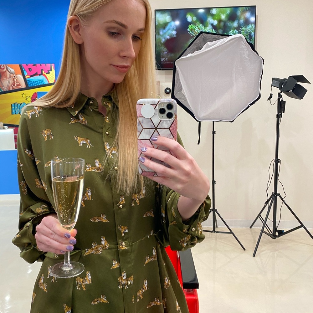 Zara Olive Tiger Print Dress
